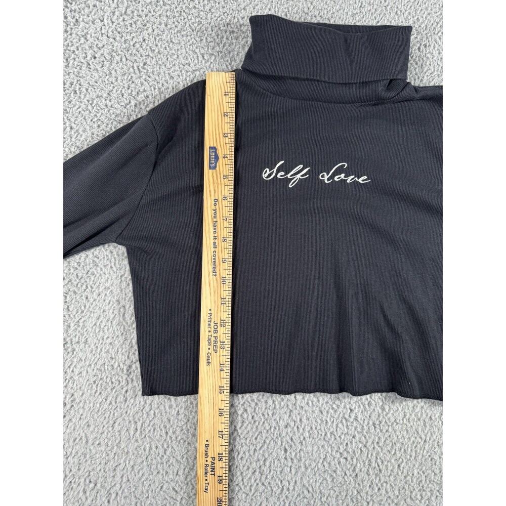 Forever 21 Turtleneck Women Medium Self Love Cropped Long Sleeve Pullover Shirt - Picture 5 of 7